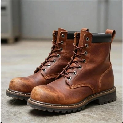 Boots Gwaith Diogelwch Toe Dur Lledr Clasurol Dynion 6-modfedd